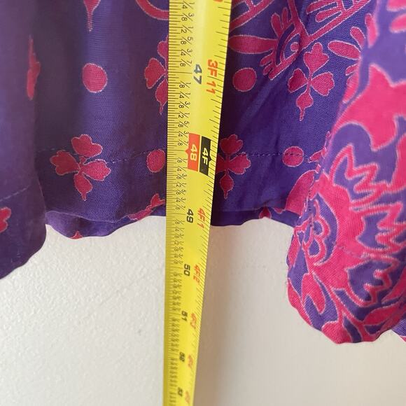 Vintage Purple Pink Batik Sheer Maxi Dress Boho Festival Hippie Witchy Fairy M - Picture 9 of 9